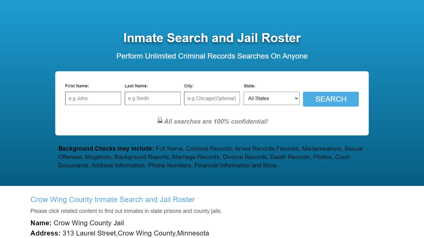 Crow Wing County Inmate Search and Jail Roster