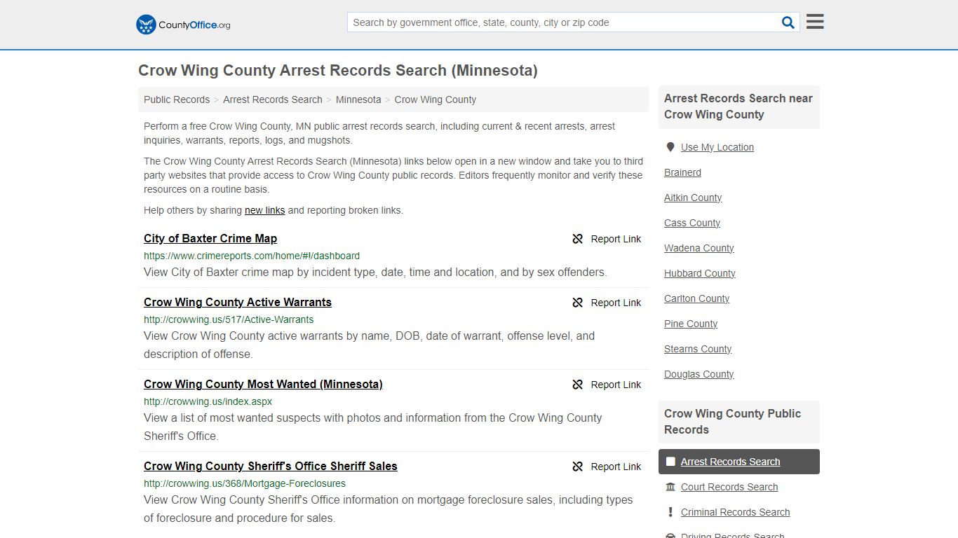 Crow Wing County Arrest Records Search (Minnesota)