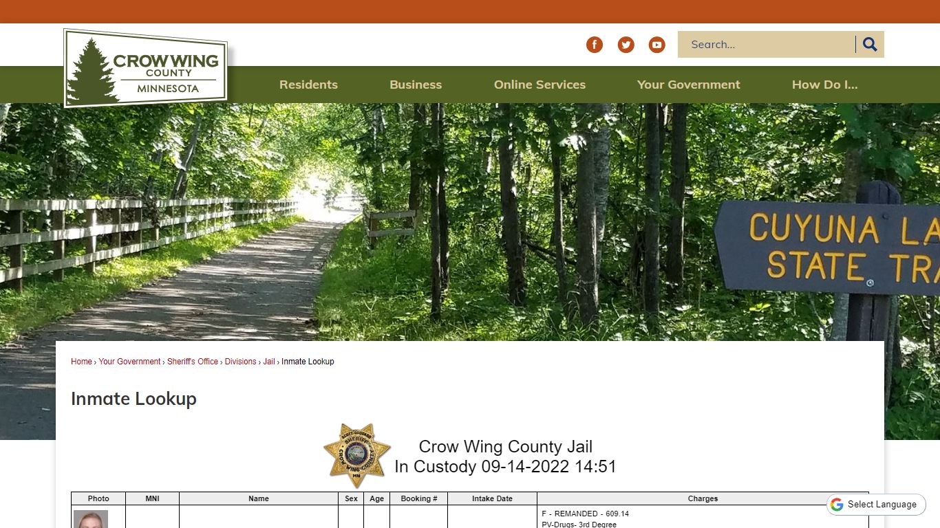 Inmate Lookup | Crow Wing County, MN - Official Website